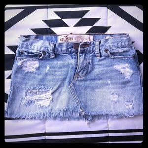 Distressed blue jean skirt